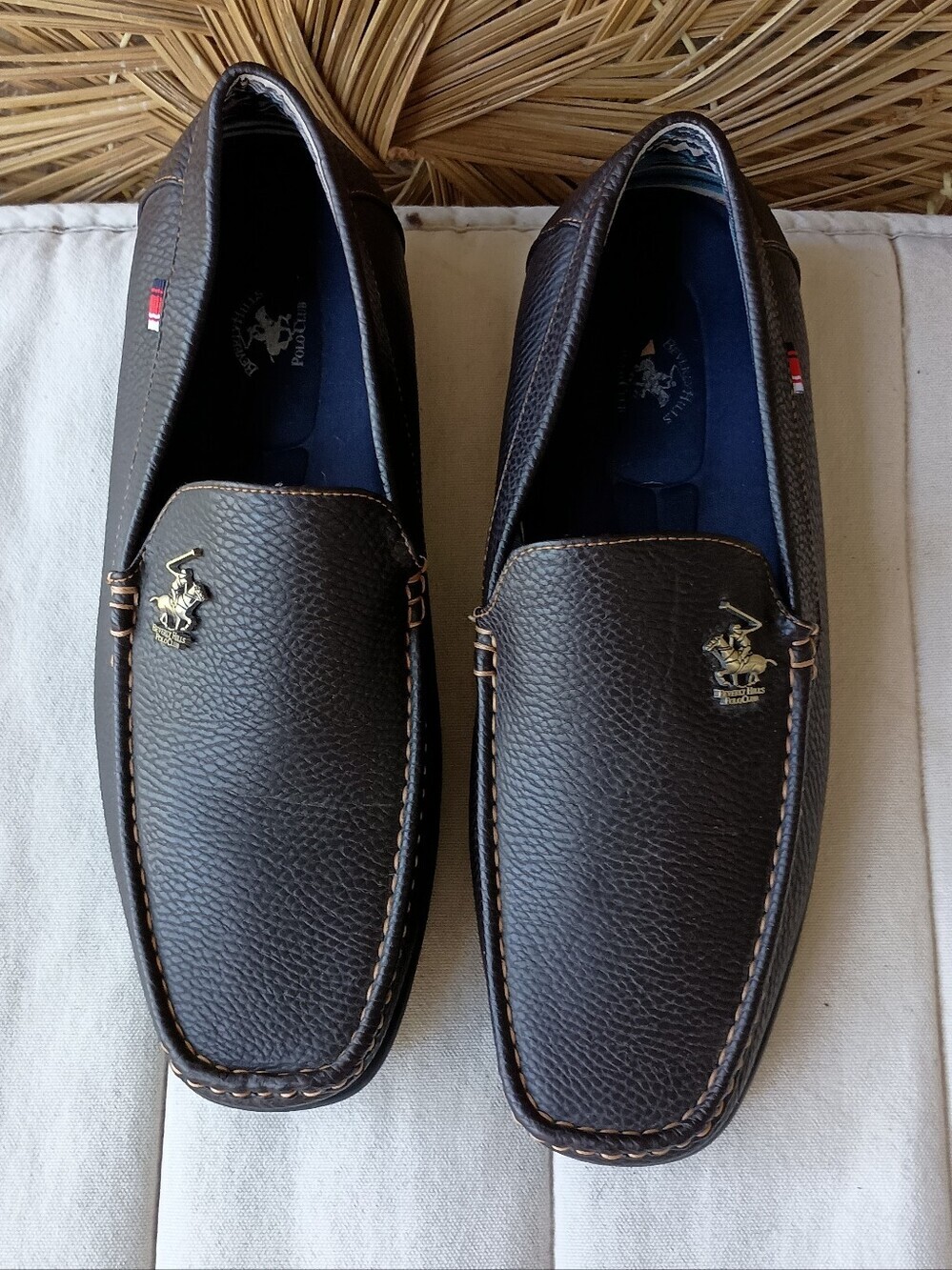 Beverly Hills Polo Club Men's Brown Faux Leather Driving Loafers - Slip-On